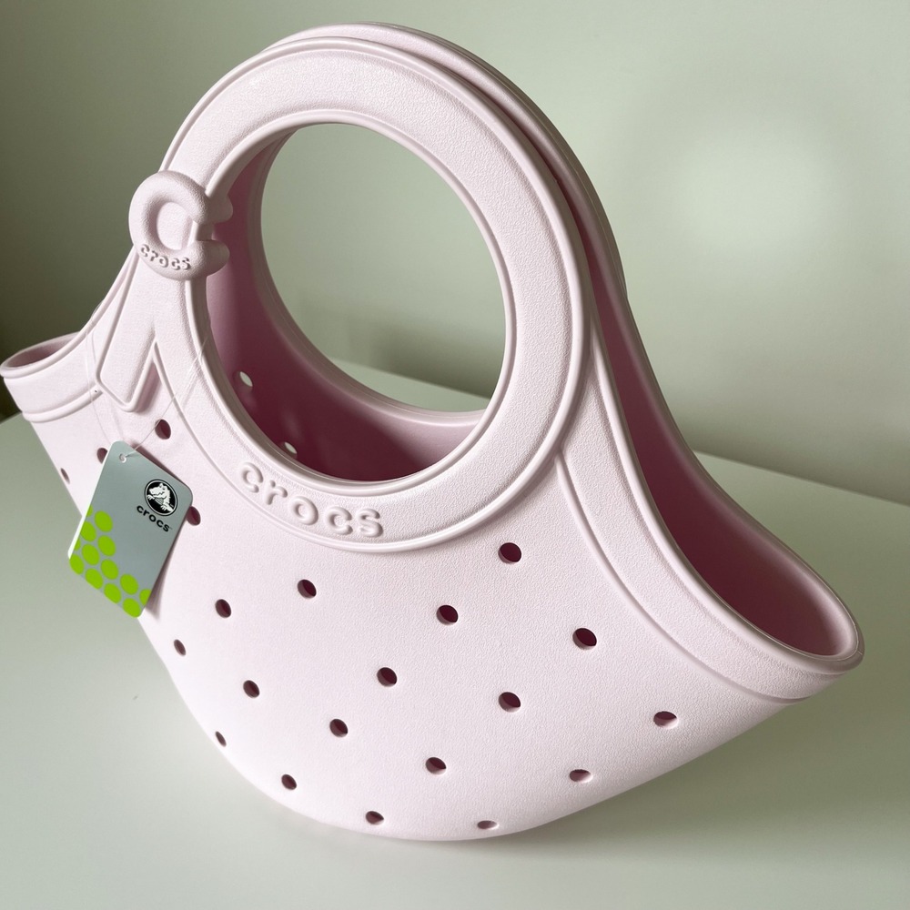 NEW Crocs Medium EVA Tote Bag Round Handle Light Pink - Picture 2 of 8